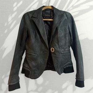 Elegant Charcoal Leather Blazer